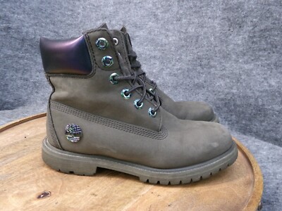 Timberland Premium Classic 6 Inch Boot Women Dark Green Iridescent Nubuck Size 6