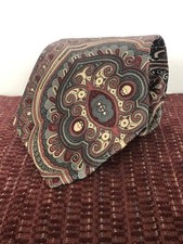 CHARING CROSS PAISLEY GOLD DARK BLUE ALL SILK NECKTIE TIE MADE IN USA 3” 55.5”