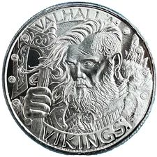 VALHALLA VIKINGS  1 oz.999 Fine Silver Round Odin Owns Ye All! in CAPSULE