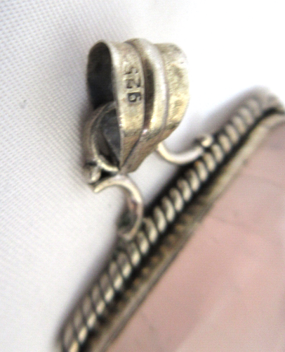 Beautiful Unmarked Sterling Silver & Rose Quartz Pendant .925 Weight 21.12g VGUC - Picture 4 of 7