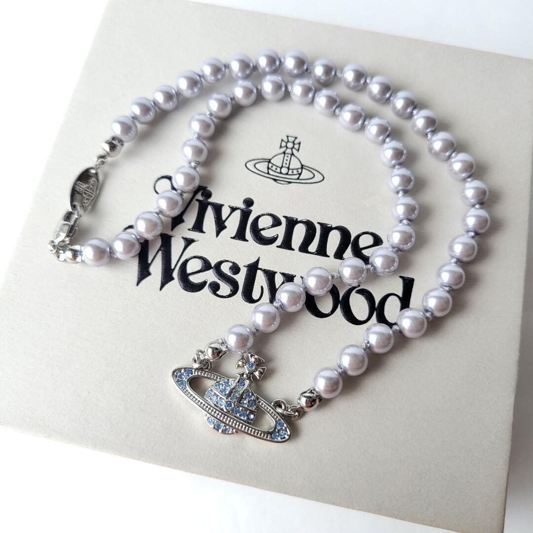 Vivienne Westwood Pearl Necklace Light Blue Mint