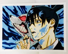 Chainsaw Man (Aki) Hand Painted Print (by Me)  On 9x12 Mix Media Paper