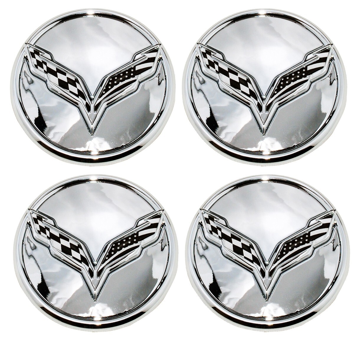 4Pc US Flag Chrome Wheel Center Cap Fits 2014-2019 C7 23217059 68mm 2.7 ...