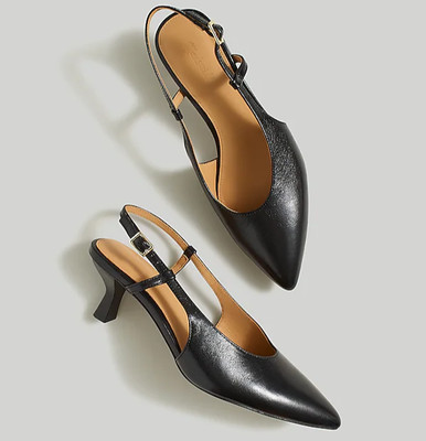 New MADEWELL Size 9 The Debbie Slingback Pump in True Black Leather $158 NO289