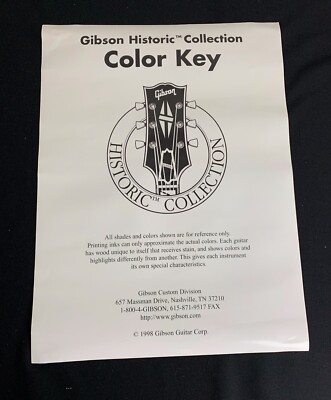 VINTAGE 1998 NEW GIBSON HISTORIC COLLECTION GUITAR COLOR KEY