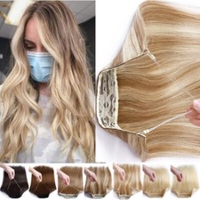 Wire In 100 Remy Human Hair Extensions Hidden Headband Thick Weft 16-24"