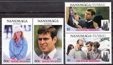 W TUVALU NANUMAGA 071-72 P PRINCE ANDREW ROYAL WEDDING