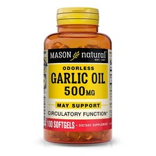 Mason Natural Garlic Oil 500 mg Odorless - Healthy Circulation, 100 Softgels