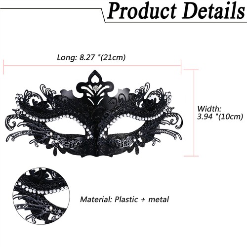 Damen Luxus Metall venezianische Maskerade Maske Halloween Party Ball Cosplay Geschenk - Bild 2 von 11