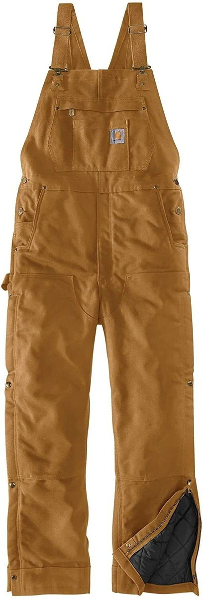 Carhartt Men's Loose Fit Firm Duck Insulated Bib Overall - Tall - Brown