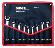 Sunex 9809a Flare Nut Wrench Set Sae Metric 9 Pieces Sunex 9809a Flare Nut Wrench Set Sae Metric 9 Pieces