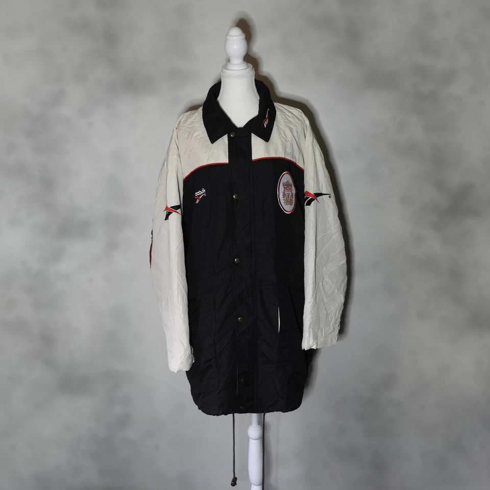 Liverpool FC Reebok Mens Black Training Rain Jacket | Vintage 90s Football Sz-L - Image 2 of 4