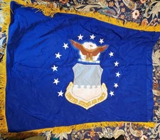 Genuine Military Issue USAF US Air Force Flag Embroidered Gold Fringe 3'x4  NOS 