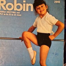 Robin 2946 Girls Short Sleeve Wrap Over Ballet Cardigan 22-32" Knitting Pattern