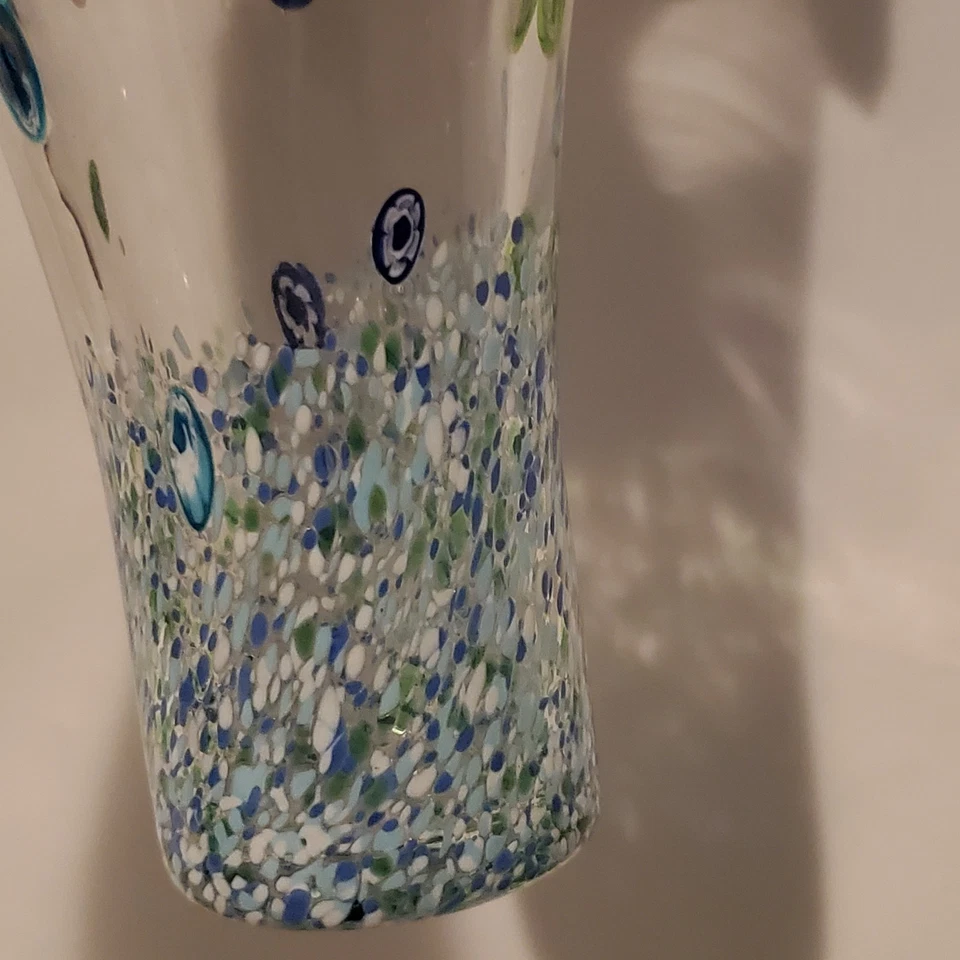 Amici Hand Blown Glass Highball Monet Blue Millefiori Abstract Lot Of 6 - Image 4 of 4