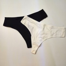 PACT Cotton Organic Everyday Classic Fit Thong 2 Pack Large Black White