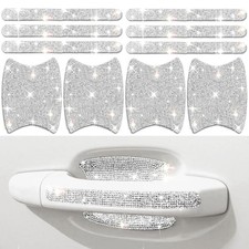 Bling Car Door Handle Protector, 10 PCS, White Sparkling White Diamond