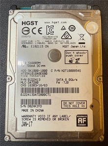 HGST, 1TB, 5K1000-1000, HTS541010A9E680, S/N: D82HK3YD, SATA HDD