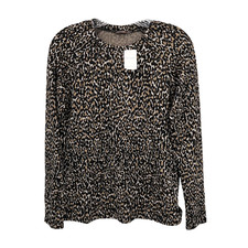 J MCLAUGHLIN Women's Sz S Taupe/Black Cheetah Jacquard Long-Sleeve Jana Top NWT