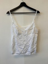 Vintage Vassarette Camisole Womens 38 White Lace Trim Lingerie Made USA 80s