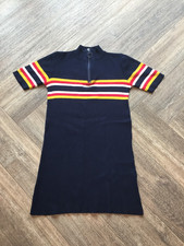 Urban Outfitters Navy Ribbed Zip Bodycon Dress Women Medium Stripe Short Sleeve