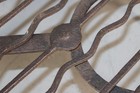 RARE 18TH C WROUGHT IRON ROTATING GRIDIRON CURLED HEART HANDLE SNAKE & BAR TOP — photo 9