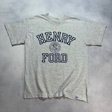 Vintage 90s Henry Ford Community College T-Shirt Men's Large Grey Made in USA