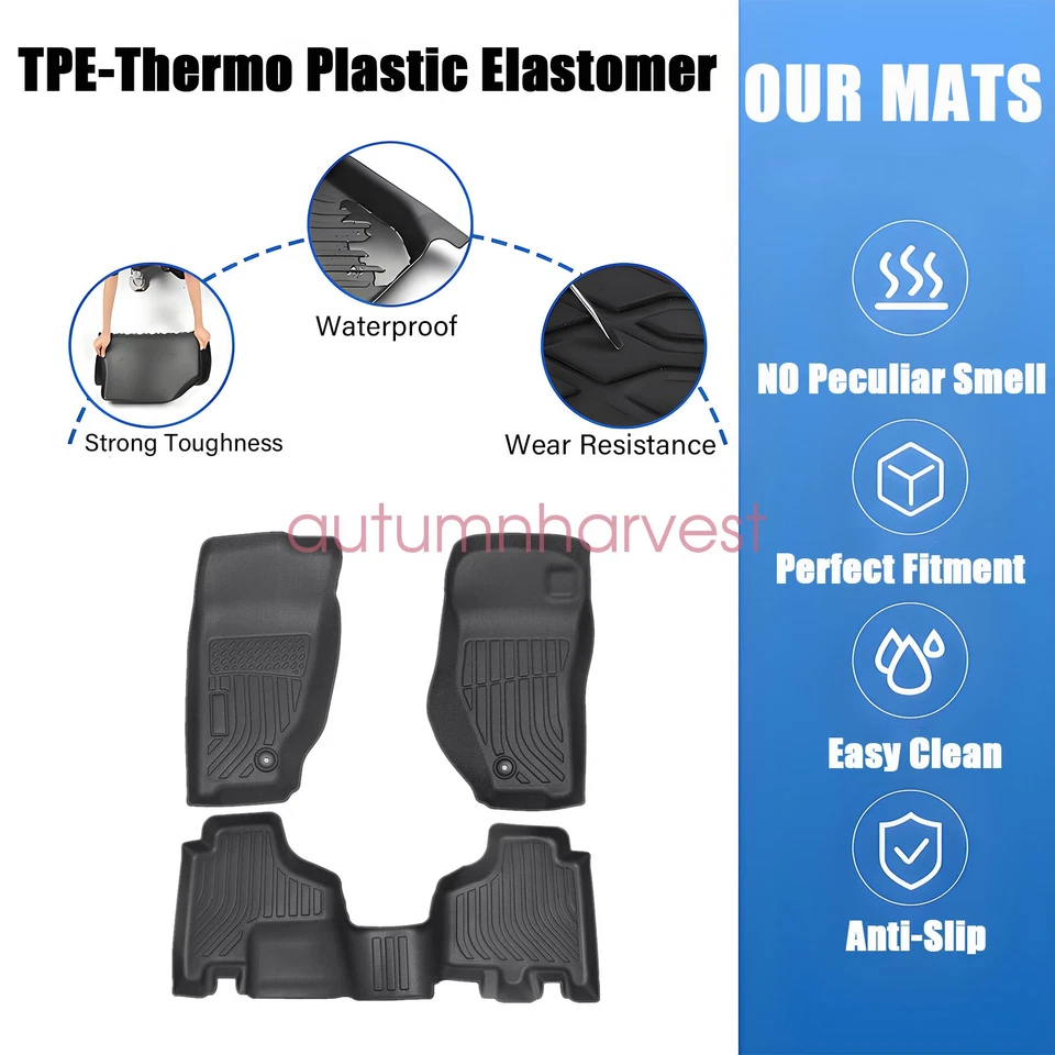 Tapetes forros TPE para Jeep Liberty 2008-2012 3D nuevos para todo tipo de clima 3 piezas negros Foto 3 de 4