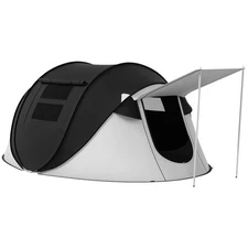 Outsunny Camping Tent with Porch and Carry Bag, 3000mm Waterproof, Black