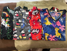 Disney Women s Scrub Tops Lot of 4 M Mickey Minnie Simba St. Patrick s Prints