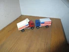 Vintage 1973 Hot Wheels Blue American Hauler & Red American Tipper Box Truck  -2