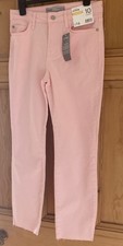 BNWT size 10 George pink straight cropped denim raw hem jeans