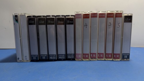 Lot of 14 Cassette Tapes Maxell UR Sony HF90 Hi8 XR-Metal GX-MP