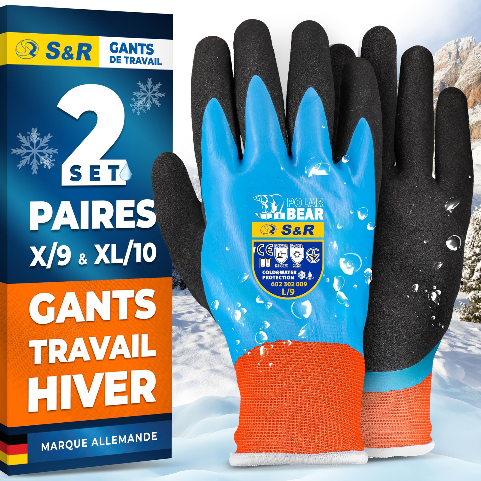Gant de travail hiver homme contre le gel pour maçonnerie et jardinage en nylon