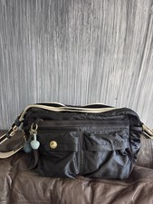 Vintage COACH BABY DIAPER BAG BLACK Satin/LEATHER/SUEDE BRASS HARDWARE