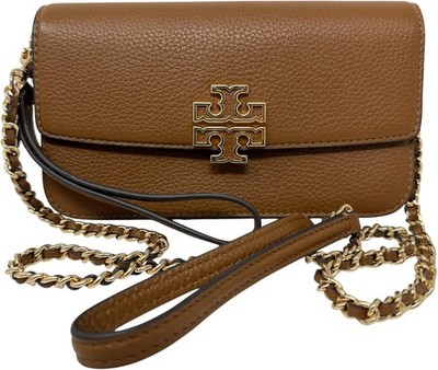 Tory Burch Womens Moose Brown Leather Britten Chain Crossbody Bag Purse, TB-215