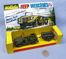 Solido 1/43 réf 212/213 : Jeep Mercedes Auto-Union & Remorque Vert (Pour pièces)