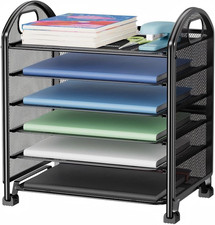 6-Tier Desk File Organizer, Paper Organizer for Desk, Black Letter Tray Holder