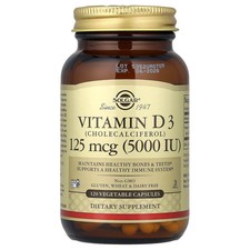 Vitamin D3, 125 mcg 5000 IU , 120 Vegetable Capsules