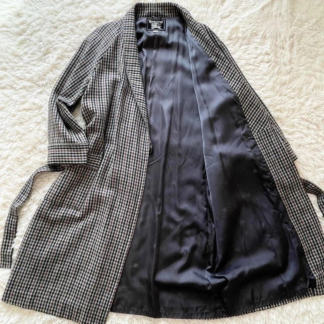 Burberrys abito cappotto piping collo sciallato check blu navy uomo taglia XL