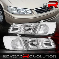 For 2000-2001 Toyota Camry Chrome Headlamps + Clear Signal Bumper Corner Lights