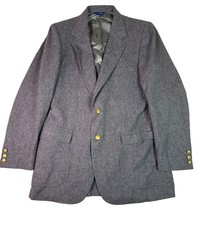 Vtg. Pendleton Grey Wool Tweed Blazer With Got-Tone Crest Buttons Men s Large