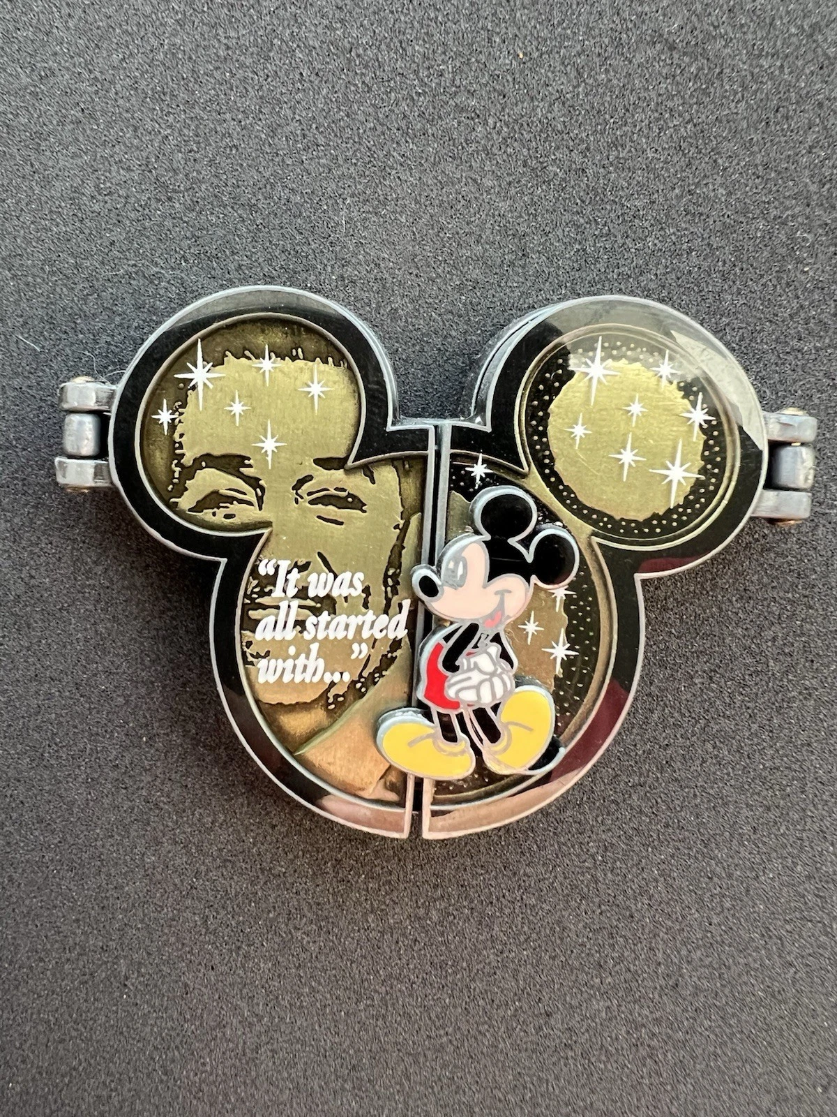 Disney Pin It Was All Started with A Mouse - Mickey Mouse Walt Disney Hinged Pin