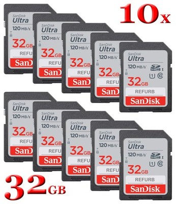 Lot Of 10x SanDisk 64GB Ultra SDXC UHS-I Memory Cards Refurbished - Up To 120MB/s