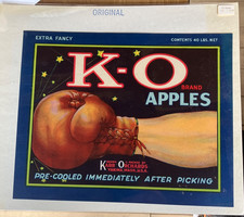 Great Old K-O Brand Apple Fruit Crate Label with Boxing Glove Motif Yakima WA