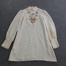 Reformation Dress Womens XS White Embroidered Floral Mock Neck Shift Mini USA