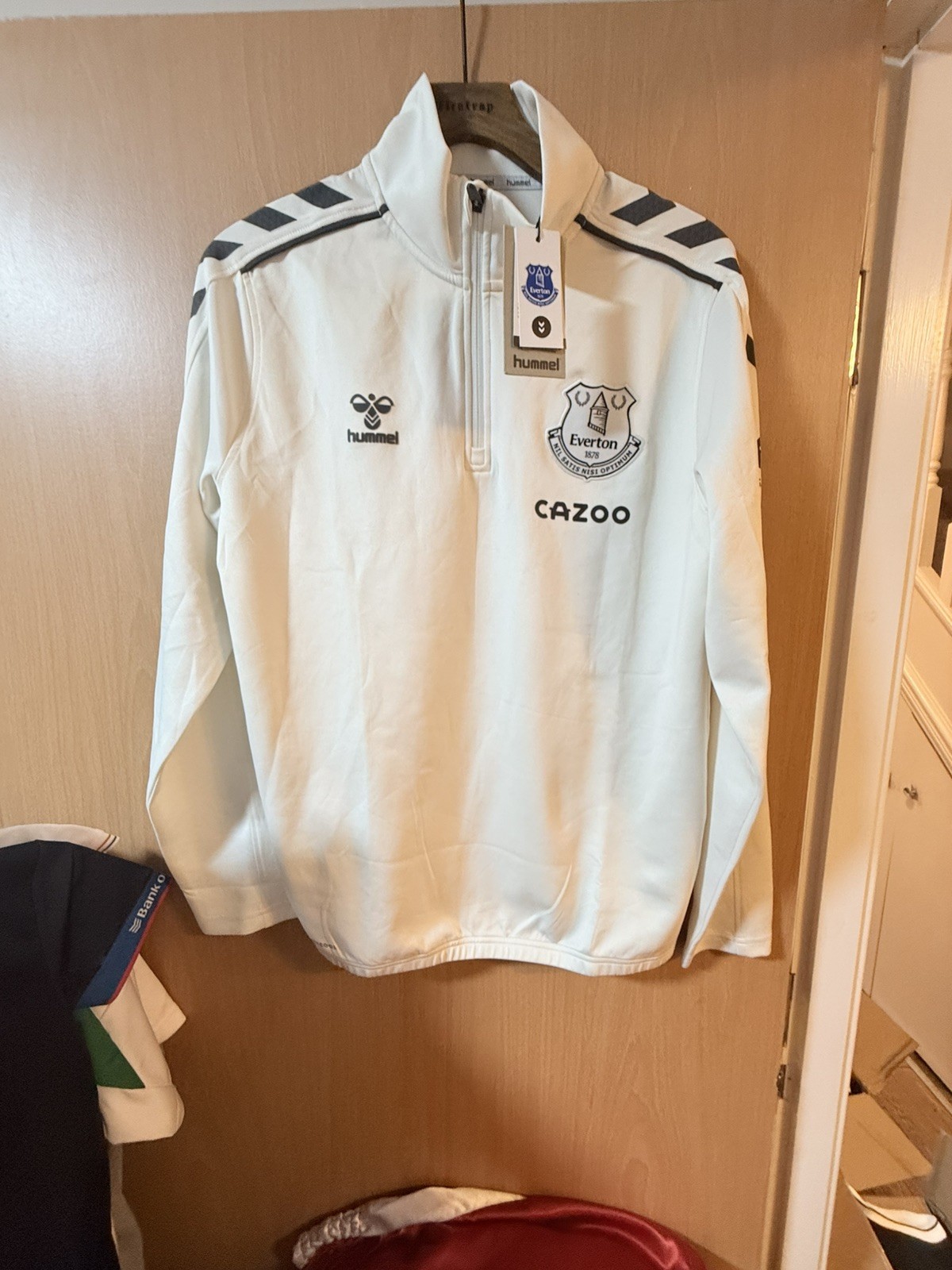 Everton Football Drill Top Hummel 1/4 Zip Training Sweatshirt Adults Size S NEW