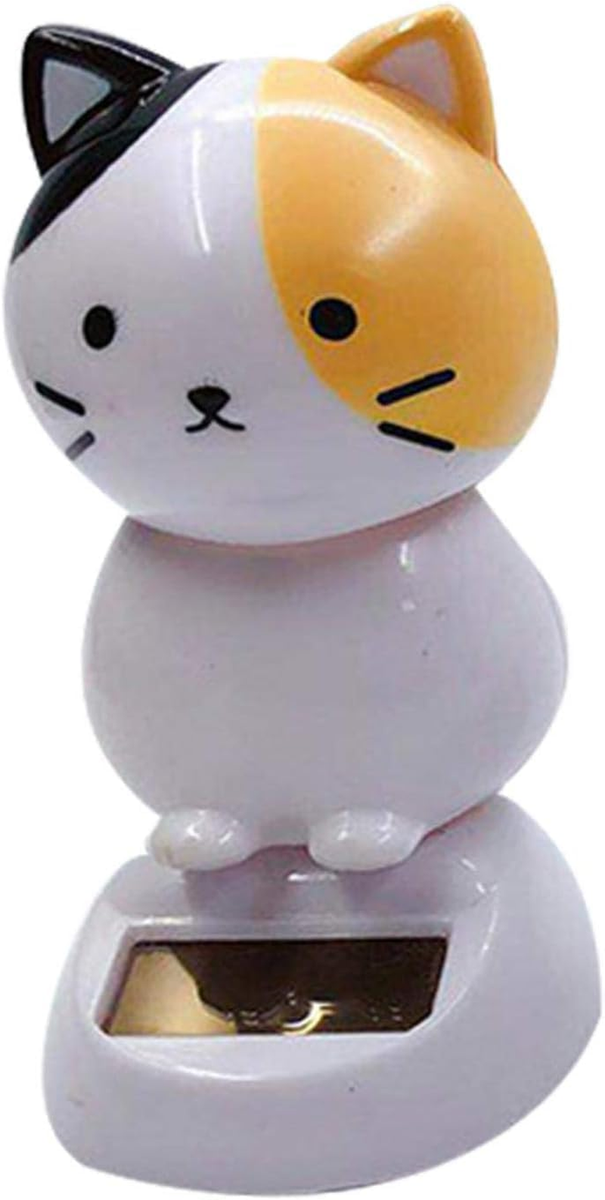 Kat Dashboard Ornament, Zonne-aangedreven Cartoon Kat Dashboard Decoratie | Schudden Hoofd Kattenbeeldje voor Auto & Bureau, Leuke Auto Decor Gadget