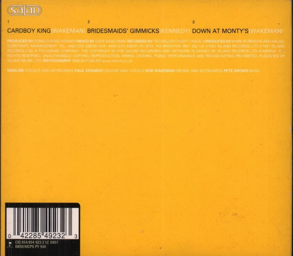 Salad Cardboy King CD UK Island 1997 Single Im Digipak Teil 1 CID654 - Bild 2 von 2
