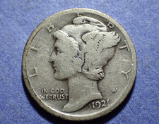 1921 Mercury Dime  VG